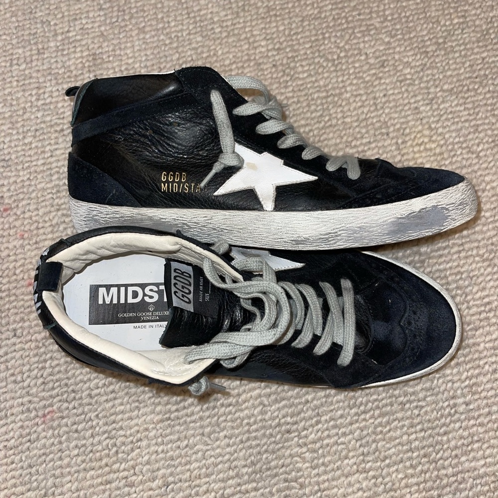 GOLDEN GOOSE *RARE* Black Suede Mid Star tennis